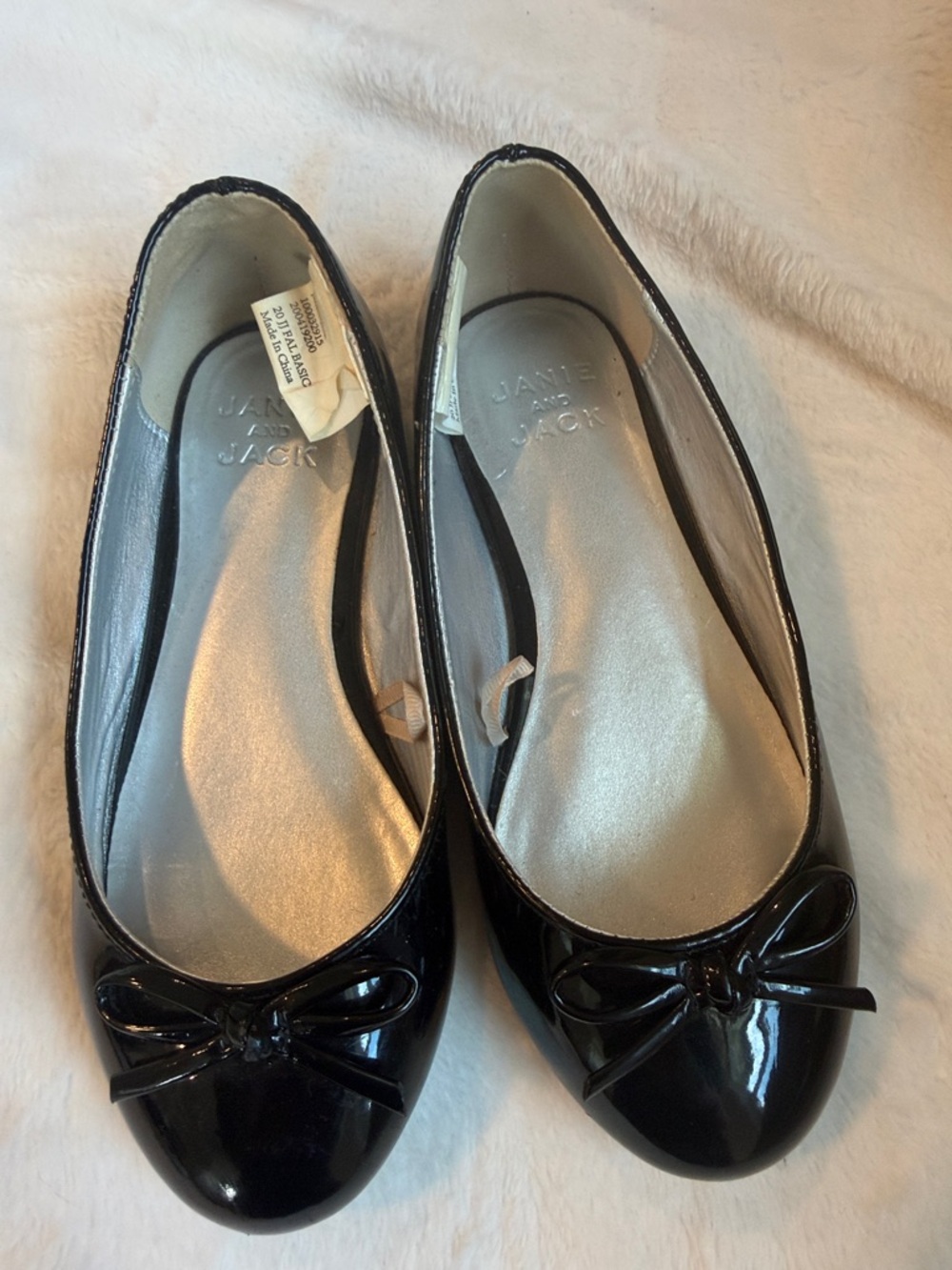 Janie and Jack Black Patent Bow Flats